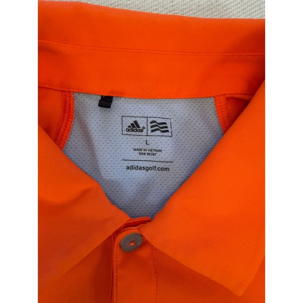 Adidas Golf Adizero Polo Shirt Mens Large Orange Grey Mesh Back Performance Tee